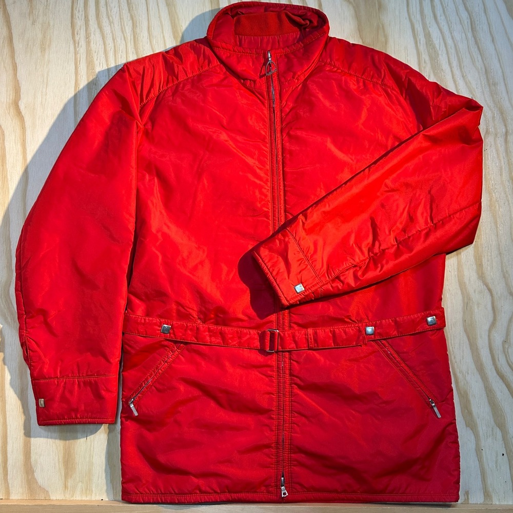 Head Men's Vintage Ski and Sports Wear Belted Full Zip Puffer Jacket Red Size L